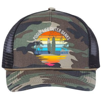 Pogue Life Outer Banks Retro Sunset Surfing OBX Pogue Life Retro Rope Trucker Hat Cap