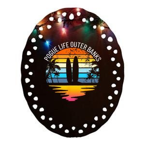 Pogue Life Outer Banks Retro Sunset Surfing OBX Pogue Life Ceramic Oval Ornament