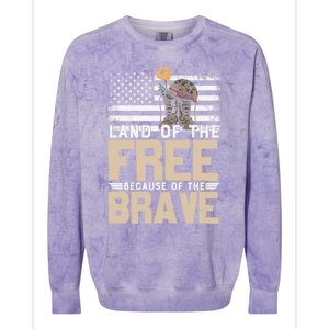 Patriot Land Of The Free Because Of The Brave Funny Gift Colorblast Crewneck Sweatshirt