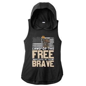 Patriot Land Of The Free Because Of The Brave Funny Gift Ladies PosiCharge Tri-Blend Wicking Draft Hoodie Tank