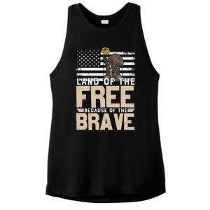 Patriot Land Of The Free Because Of The Brave Funny Gift Ladies PosiCharge Tri-Blend Wicking Tank