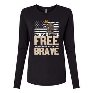 Patriot Land Of The Free Because Of The Brave Funny Gift Womens Cotton Relaxed Long Sleeve T-Shirt