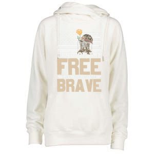 Patriot Land Of The Free Because Of The Brave Funny Gift Womens Funnel Neck Pullover Hood