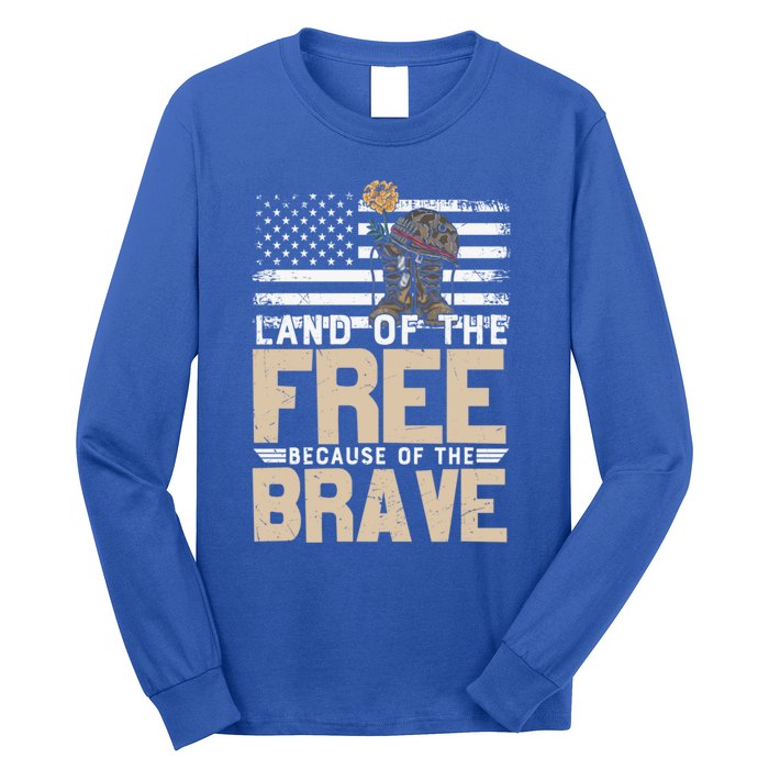 Patriot Land Of The Free Because Of The Brave Funny Gift Long Sleeve Shirt