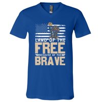 Patriot Land Of The Free Because Of The Brave Funny Gift V-Neck T-Shirt