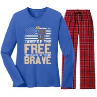 Patriot Land Of The Free Because Of The Brave Funny Gift Women's Long Sleeve Flannel Pajama Set 