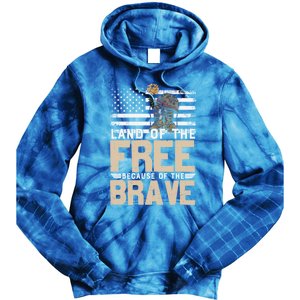 Patriot Land Of The Free Because Of The Brave Funny Gift Tie Dye Hoodie