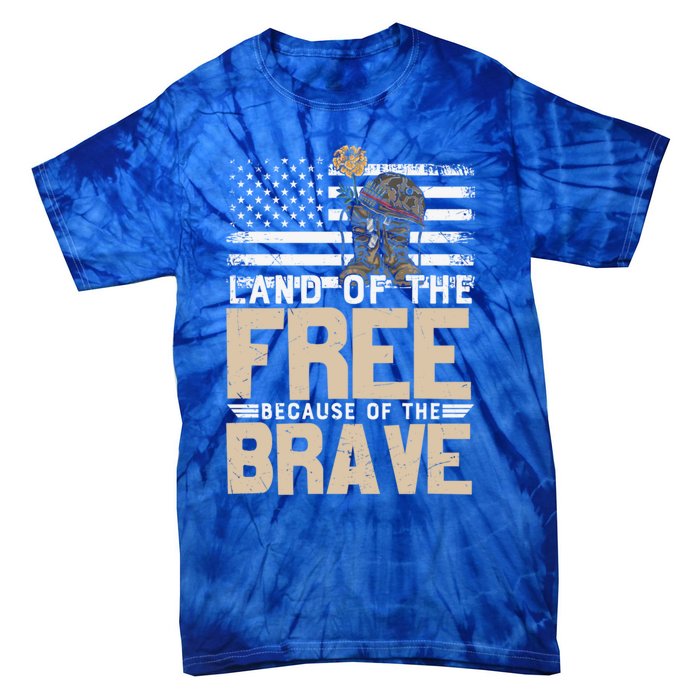 Patriot Land Of The Free Because Of The Brave Funny Gift Tie-Dye T-Shirt