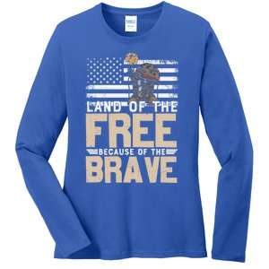 Patriot Land Of The Free Because Of The Brave Funny Gift Ladies Long Sleeve Shirt