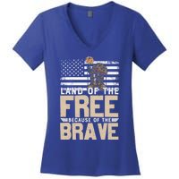 Patriot Land Of The Free Because Of The Brave Funny Gift Women's V-Neck T-Shirt