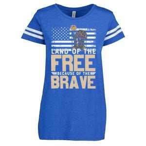 Patriot Land Of The Free Because Of The Brave Funny Gift Enza Ladies Jersey Football T-Shirt