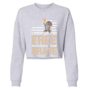 Patriot Land Of The Free Because Of The Brave Funny Gift Cropped Pullover Crew