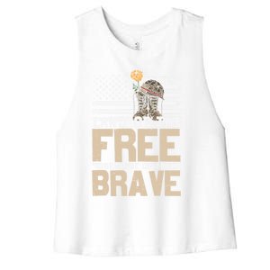 Patriot Land Of The Free Because Of The Brave Funny Gift Women's Racerback Cropped Tank