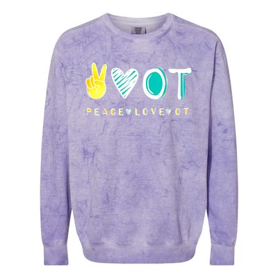 Peace Love Ot Ota Occupational Therapy Therapist Gift Colorblast Crewneck Sweatshirt