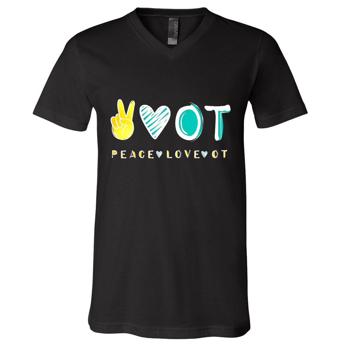 Peace Love Ot Ota Occupational Therapy Therapist Gift V-Neck T-Shirt