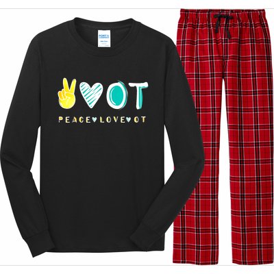 Peace Love Ot Ota Occupational Therapy Therapist Gift Long Sleeve Pajama Set