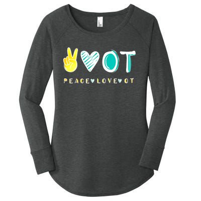 Peace Love Ot Ota Occupational Therapy Therapist Gift Women's Perfect Tri Tunic Long Sleeve Shirt