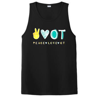 Peace Love Ot Ota Occupational Therapy Therapist Gift PosiCharge Competitor Tank