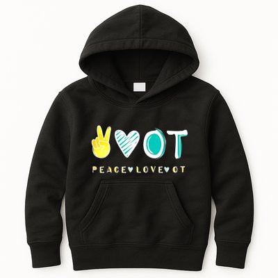 Peace Love Ot Ota Occupational Therapy Therapist Gift Kids Hoodie