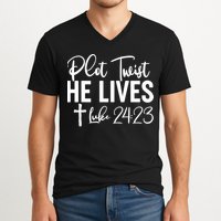 Plot Twist He Lives Luke 24:23 V-Neck T-Shirt
