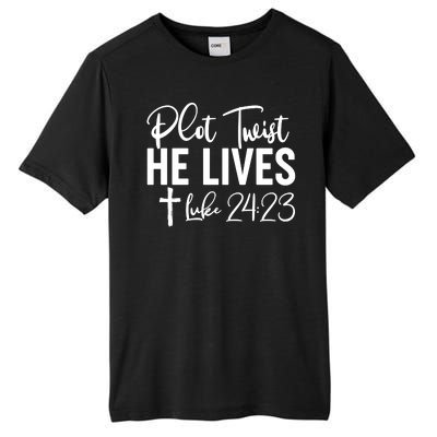 Plot Twist He Lives Luke 24:23 Tall Fusion ChromaSoft Performance T-Shirt