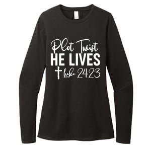 Plot Twist He Lives Luke 24:23 Womens CVC Long Sleeve Shirt