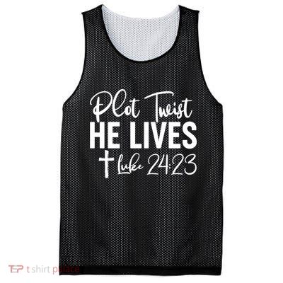 Plot Twist He Lives Luke 24:23 Mesh Reversible Basketball Jersey Tank