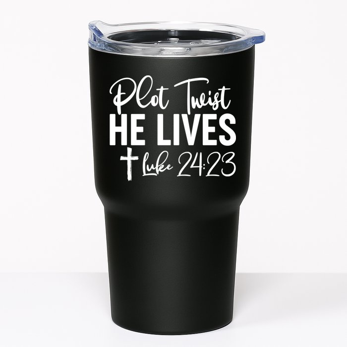 Plot Twist He Lives Luke 24:23 Tumbler