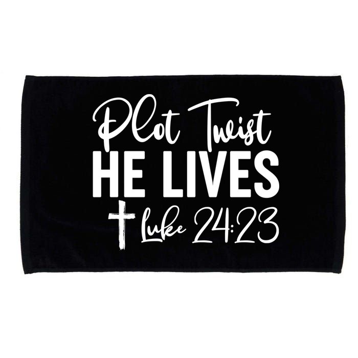 Plot Twist He Lives Luke 24:23 Microfiber Hand Towel