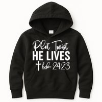 Plot Twist He Lives Luke 24:23 Kids Hoodie
