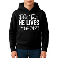 Plot Twist He Lives Luke 24:23 Kids Hoodie
