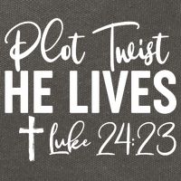 Plot Twist He Lives Luke 24:23 Cotton Canvas Backpack