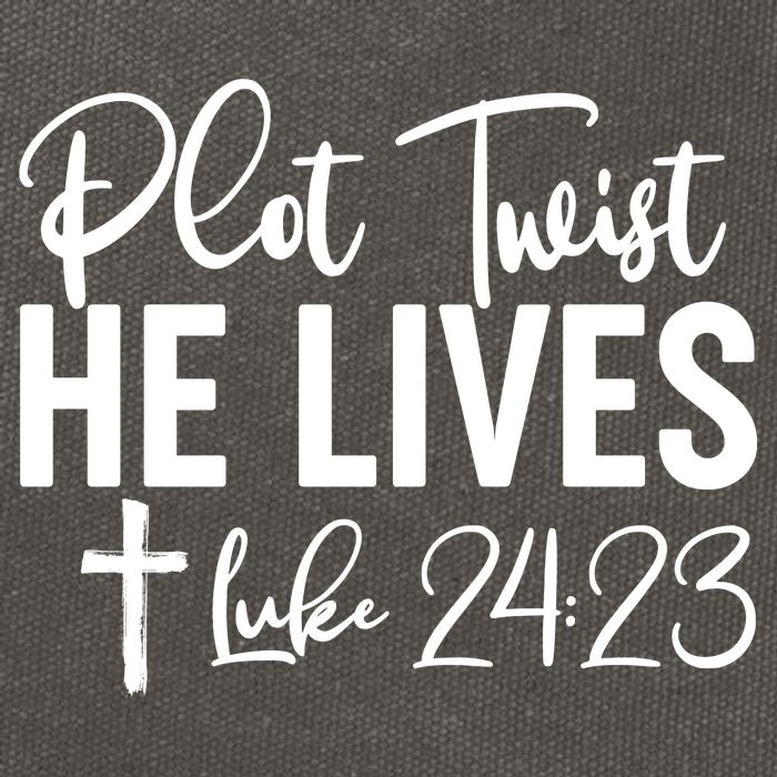 Plot Twist He Lives Luke 24:23 Cotton Canvas Backpack