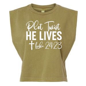 Plot Twist He Lives Luke 24:23 Garment-Dyed Women's Muscle Tee