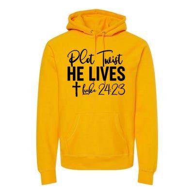 Plot Twist He Lives Luke 24:23 Premium Hoodie