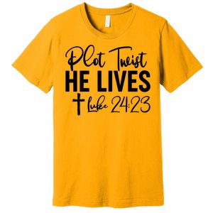 Plot Twist He Lives Luke 24:23 Premium T-Shirt