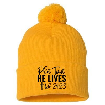 Plot Twist He Lives Luke 24:23 Pom Pom 12in Knit Beanie
