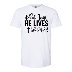 Plot Twist He Lives Luke 24:23 Softstyle® CVC T-Shirt