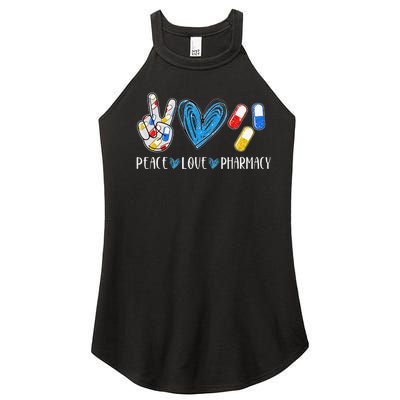 Peace Love Pharmacy Funny Pharmacy Tech Women’s Perfect Tri Rocker Tank