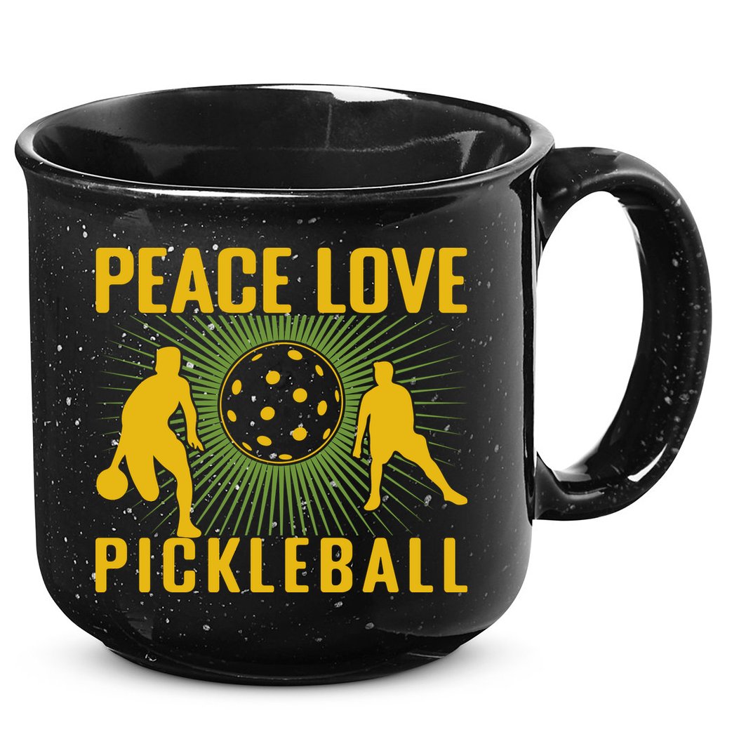 Peace Love Pickleball Sport Gift 15oz Campfire Ceramic Mug
