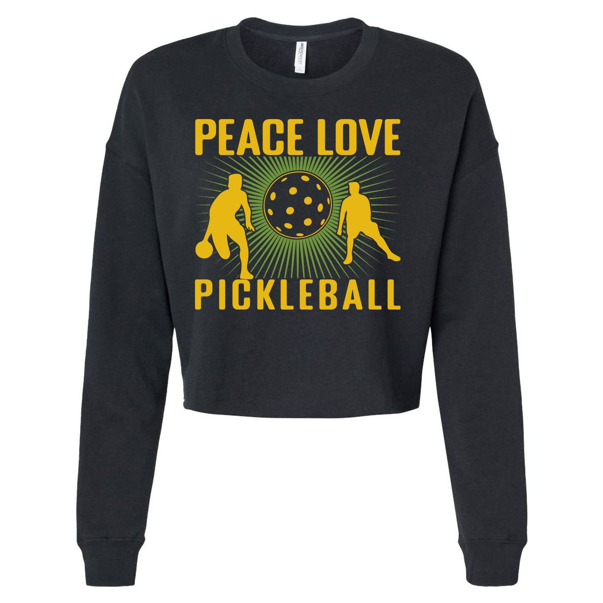 Peace Love Pickleball Sport Gift Cropped Pullover Crew