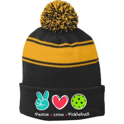 Peace Love Pickleball Court Play Loves Pickleball Stripe Pom Pom Beanie