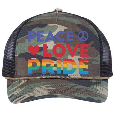 Peace Love Pride Retro Rope Trucker Hat Cap