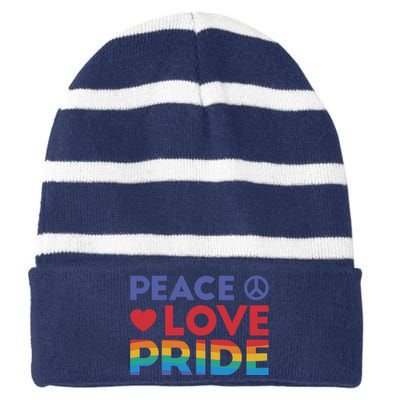 Peace Love Pride Striped Beanie with Solid Band