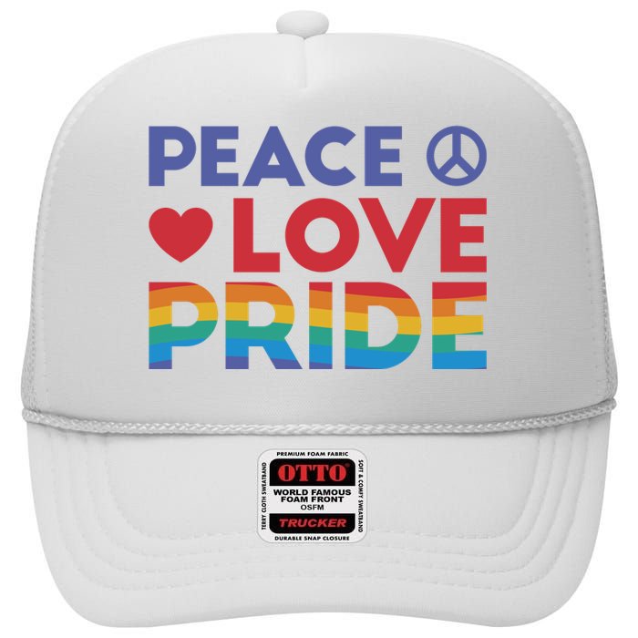 Peace Love Pride High Crown Mesh Back Trucker Hat