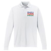 Peace Love Pride Performance Long Sleeve Polo