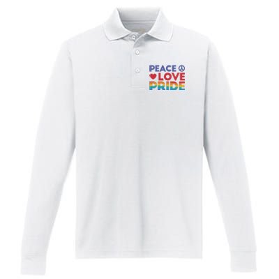 Peace Love Pride Performance Long Sleeve Polo