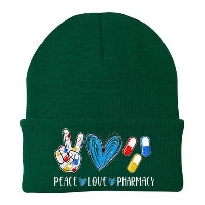 Peace Love Pharmacy Funny Pharmacy Tech Pharmacist Knit Cap Winter Beanie