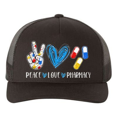 Peace Love Pharmacy Funny Pharmacy Tech Pharmacist Yupoong Adult 5-Panel Trucker Hat