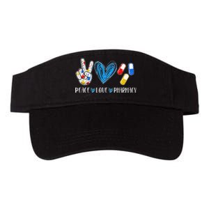 Peace Love Pharmacy Funny Pharmacy Tech Pharmacist Valucap Bio-Washed Visor